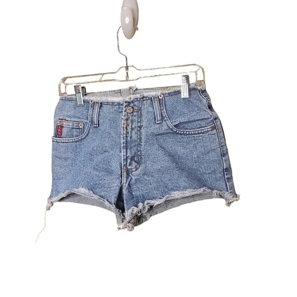 Vintage 90s Lei jean shorts with boho style beaded rings accents. Size 5 - Picture 1 of 6